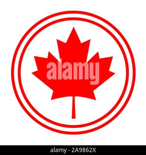 Canadian symbolism flag maple leaf abstract round logo symbol Stock Vector