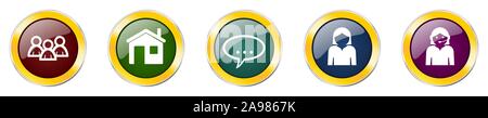 Set of colorful web glossy vector icons,  home, support, user, contact and service buttons in eps 10 for webdesign and mobile applications on white ba Stock Vector
