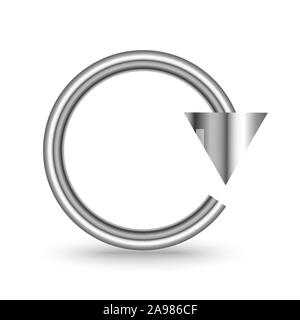Metal circle arrow isolated. Vector silver arrow. Chrome reload or refresh Arrow Stock Vector