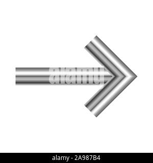 Metal right arrow isolated. Vector silver arrow. Chrome Arrow icon Stock Vector