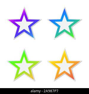 Set of vector Star icons. Paper stickers with shadow. Colorful Stars isolated. Stock Vector