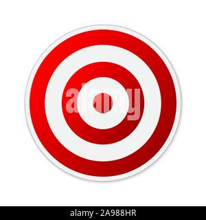 Vector Target icon. Paper sticker with shadow. Red Target icon isolated. Stock Vector