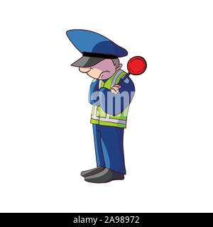 Colorful vector illustration of a cartoon traffic police officer Stock Vector