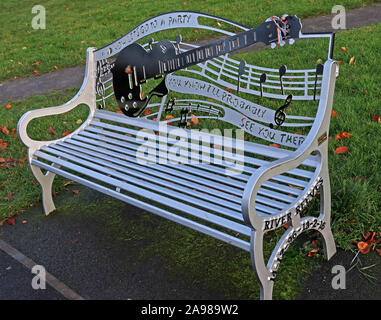 Viola Beach Silver Bench,Grappenhall Heys, Warrington, Cheshire, North West England, UK - Memorial Seat, 13/02/2016 - 'And Now Lets Go To A Party'