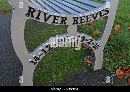 Viola Beach Silver Bench,Grappenhall Heys, Warrington, Cheshire, North West England, UK - Memorial Seat, 13/02/2016 - 'And Now Lets Go To A Party' Stock Photo