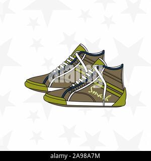 Sneaker for man or woman. trainer, running, casual, gym shoes. Sports accessory. - Vector Stock Vector