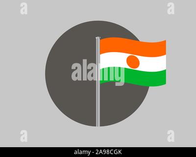 National flag of Republic of the Niger. original colors and proportion. Simply vector illustration eps10, from countries flag set. Stock Vector