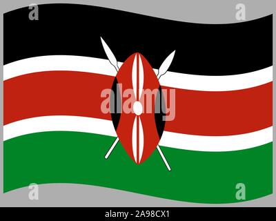 National flag of Republic of Kenya. original colors and proportion. Simply vector illustration eps10, from countries flag set. Stock Vector