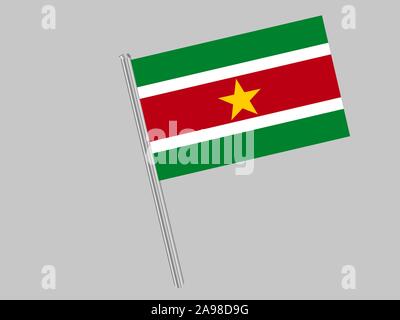 Beautiful national flag of Republic of Suriname. original colors and proportion. Simply vector illustration eps10, from countries flag set. Stock Vector