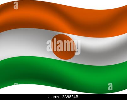 National flag of Republic of the Niger. original colors and proportion. Simply vector illustration eps10, from countries flag set. Stock Vector