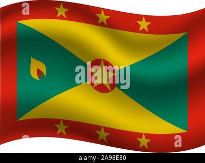 National flag of Grenada . original colors and proportion. Simply vector illustration, from countries flag set. Stock Vector