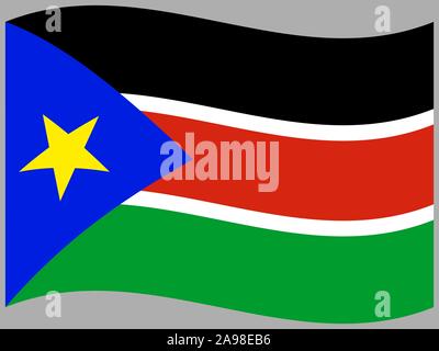 Beautiful national flag of Republic of South Sudan . original colors and proportion. Simply vector illustration eps10, from countries flag set. Stock Vector