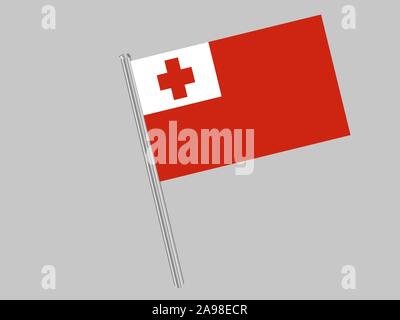 Beautiful national flag of Kingdom of Tonga, original colors and proportion. Simply vector illustration eps10, from countries flag set. Stock Vector