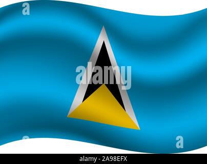 Beautiful national flag of Saint Lucia. original colors and proportion. Simply vector illustration eps10, from countries flag set. Stock Vector