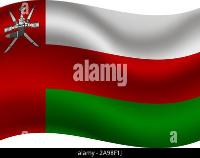Beautiful national flag of Sultanate of Oman. original colors and proportion. Simply vector illustration eps10, from countries flag set. Stock Vector