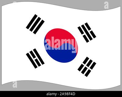 Beautiful national flag of Republic of South Korea. original colors and proportion. Simply vector illustration eps10, from countries flag set. Stock Vector