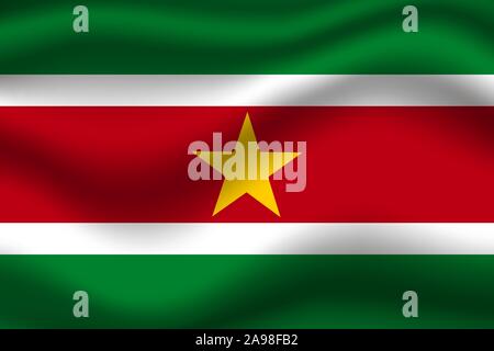 Beautiful national flag of Republic of Suriname. original colors and proportion. Simply vector illustration eps10, from countries flag set. Stock Vector