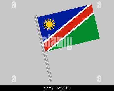 National flag of Republic of Namibia. original colors and proportion. Simply vector illustration eps10, from countries flag set. Stock Vector