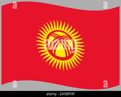 National flag of Kyrgyz Republic know as Kyrgyzstan . original colors and proportion. Simply vector illustration, from countries flag set. Stock Vector