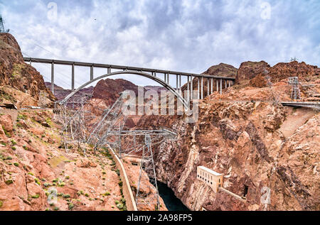 The Hoover Dam Bypass Bridge across the Colorado River in the United States Stock Photo