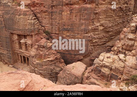 Treasury Viewpoint, Petra, Wadi Musa, Ma'an Governorate, Jordan, Middle East Stock Photo