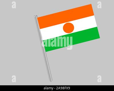 National flag of Republic of the Niger. original colors and proportion. Simply vector illustration eps10, from countries flag set. Stock Vector