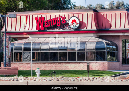 Nov 10, 2019 Sunnyvale / CA / USA - Wendy's location in South San Francisco Bay Area; Wendy's is an American international fast food restaurant chain Stock Photo