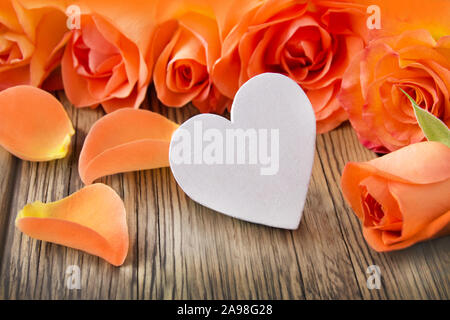 Heart and Roses - background Stock Photo