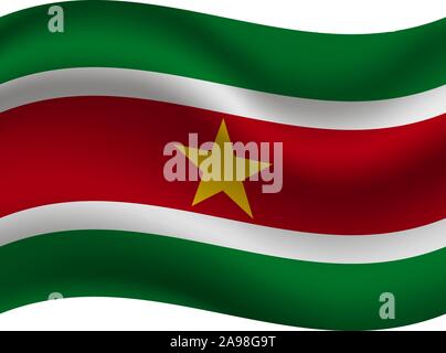 Beautiful national flag of Republic of Suriname. original colors and proportion. Simply vector illustration eps10, from countries flag set. Stock Vector