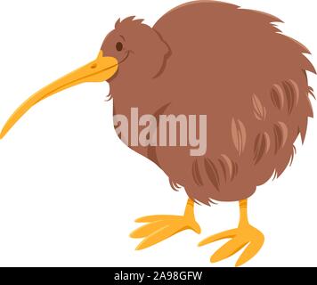 Cartoon Illustration of Kiwi Bird Funny Wild Animal Character Stock Vector