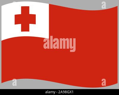 Beautiful national flag of Kingdom of Tonga, original colors and proportion. Simply vector illustration eps10, from countries flag set. Stock Vector