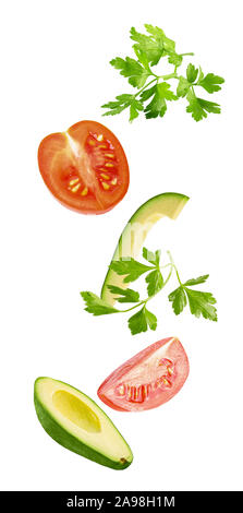 Floating fresh vegetables isolated on white background Stock Photo