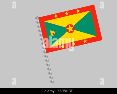 National flag of Grenada . original colors and proportion. Simply vector illustration, from countries flag set. Stock Vector