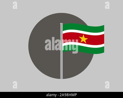 Beautiful national flag of Republic of Suriname. original colors and proportion. Simply vector illustration eps10, from countries flag set. Stock Vector