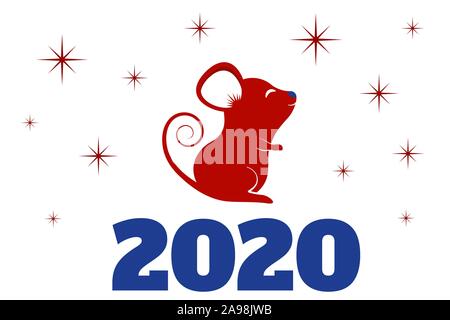 Little cartoon mouse. The animal of the Chinese zodiac. Flat vector illustration. Stock Vector