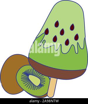 kiwi ice lolly icon, flat design Stock Vector
