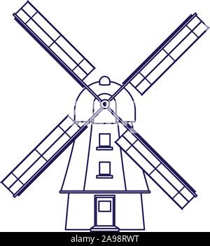 Windmill icon image, flat design Stock Vector