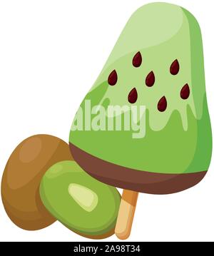 kiwi ice lolly icon, flat design Stock Vector