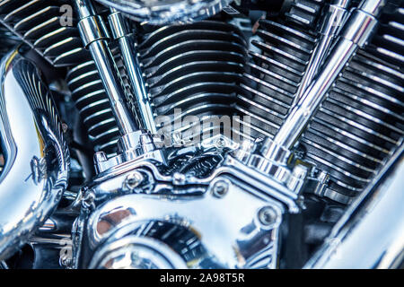 details of engine of luxury motorcycle Stock Photo