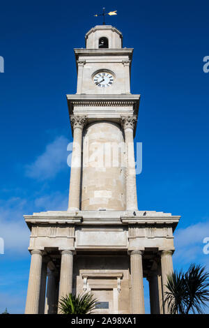 The historic Clock Tower in Herne Bay in Kent, UK. It is one of the earliest free-standing clock towers in the UK and now serves as a memorial to the Stock Photo