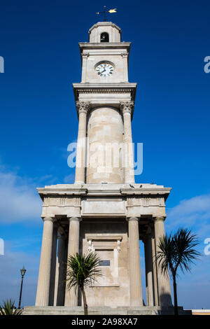 The historic Clock Tower in Herne Bay in Kent, UK. It is one of the earliest free-standing clock towers in the UK and now serves as a memorial to the Stock Photo