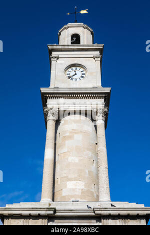 The historic Clock Tower in Herne Bay in Kent, UK. It is one of the earliest free-standing clock towers in the UK and now serves as a memorial to the Stock Photo