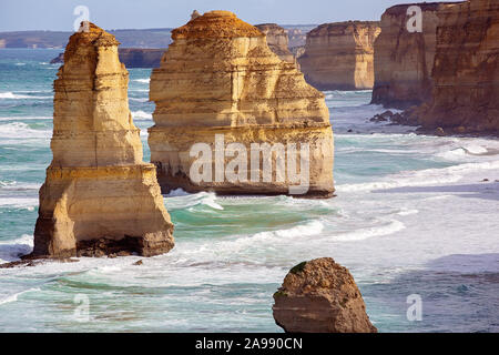 The Famous Twelve Apostles landmark tourist destination on The Great Ocean Road in Australia Stock Photo