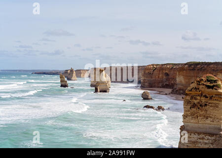 The Famous Twelve Apostles landmark tourist destination on The Great Ocean Road in Australia Stock Photo