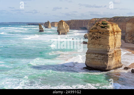 The Famous Twelve Apostles landmark tourist destination on The Great Ocean Road in Australia Stock Photo