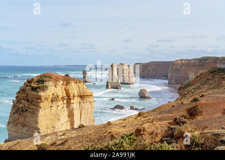 The Famous Twelve Apostles landmark tourist destination on The Great Ocean Road in Australia Stock Photo