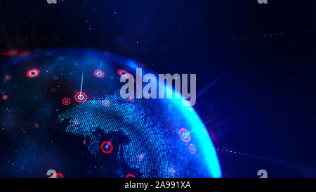 Dotted World map of hexagonal dots on white background Stock Photo - Alamy