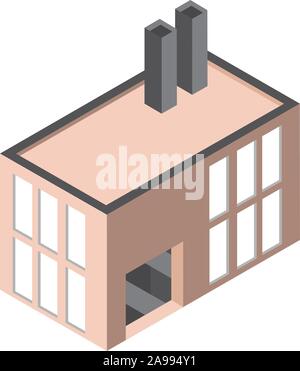 building factory company isometric style vector illustration Stock Vector