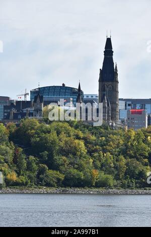 Canadian Government Buildings at the Canadian Parliament atop Parliament Hill in downtown Ottawa, Ontario, Canada Stock Photo