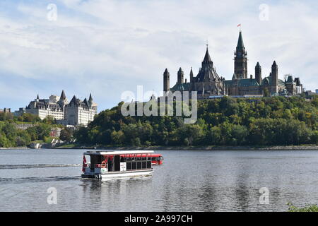 Canadian Government Buildings at the Canadian Parliament atop Parliament Hill in downtown Ottawa, Ontario, Canada Stock Photo